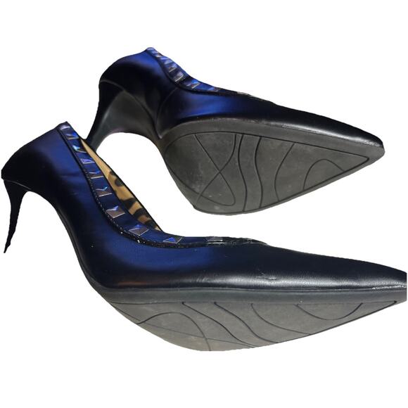 Stiletto Studded 4" Heels 9 Pointed Toe Black Rockstud Christian Siriano Habit - Picture 12 of 13